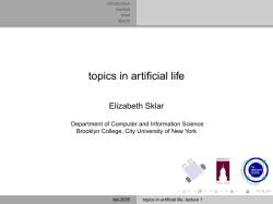 topics in artificial life - Computer and Information Science