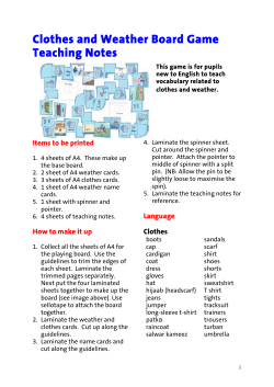 Clothes and Weather Board Game Teaching Notes