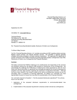 Professional Letter - Financial Reporting Advisors