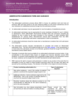 Abbreviated submission form and guidance notes