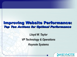 Things that you can do to optimize web site performance