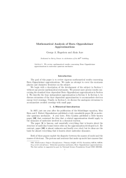 Mathematical Analysis of Born&ndash;Oppenheimer