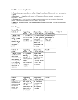 Timed Free Response Essay Mutations 1. Certain human genetic