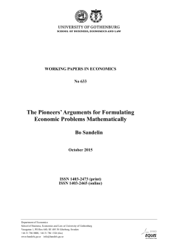 The Pioneers` Arguments for Formulating Economic Problems