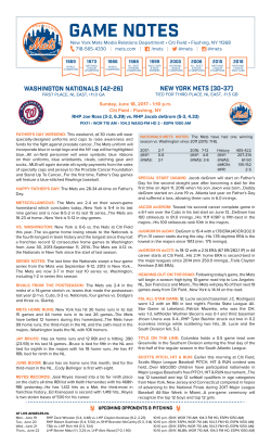 Game Notes vs. WAS