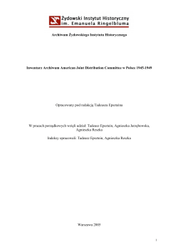 Archiwum Żydowskiego Instytutu Historycznego Inwentarz Archiwum