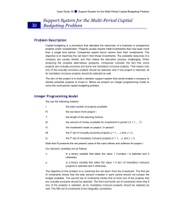 Support System for the Multi-Period Capital Budgeting