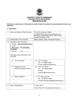 Submission of Information by IU Himachal Pradesh to UGC