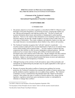 IOSCO Statement Of Principles For Addressing Sell