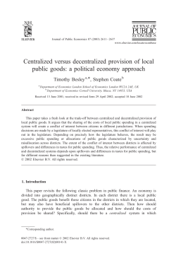 Centralized versus decentralized provision of local public goods: a