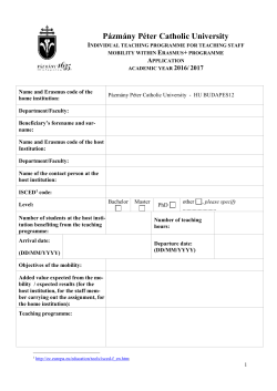 P&aacute;zm&aacute;ny P&eacute;ter Catholic University Individual teaching programme