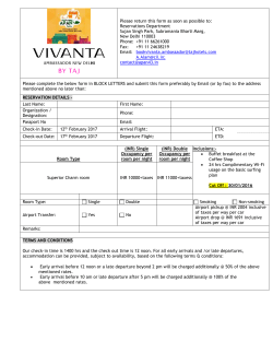 Please return this form as soon as possible to: Reservations