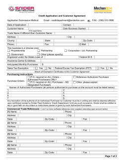Credit Application and Customer Agreement