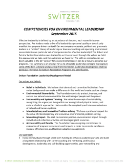 COMPETENCIES FOR ENVIRONMENTAL LEADERSHIP