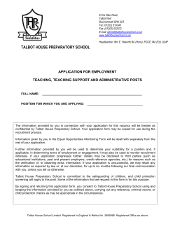 TALBOT HOUSE PREPARATORY SCHOOL APPLICATION FOR