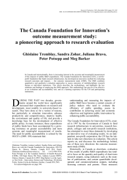 The Canada Foundation for Innovation`s outcome measurement
