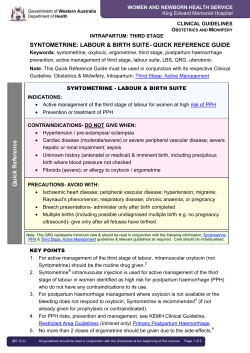 Labour (Third Stage) - Women and Newborn Health Service