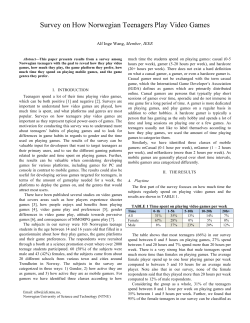 Survey on How Norwegian Teenagers Play Video Games