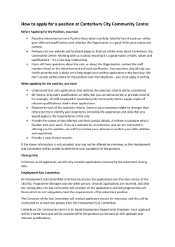 How to apply for a position at Canterbury City Community Centre