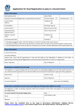 Application for Dual Registration to play in a Second Union