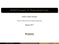 ECE473 Lecture 15: Propositional Logic