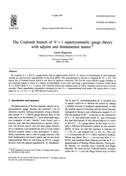The Coulomb branch of N = 1 supersymmetric gauge theory with