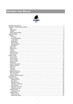 Shredder User Manual - Shredder Chess