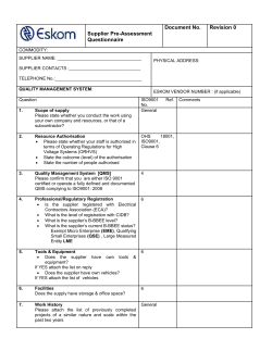 SUPPLIER VISIT FEEDBACK REPORT