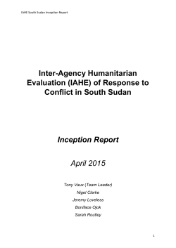 (IAHE) of Response to Conflict in South Sudan - Inter