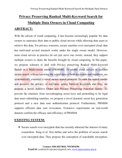 Privacy Preserving Ranked Multi-Keyword Search