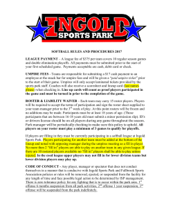 Softball League Rules 2017
