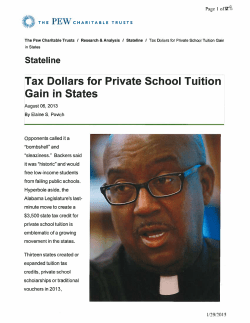 Tax Dollars for Private School Tuition Gain in States