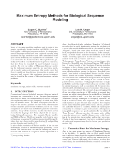 Maximum Entropy Methods for Biological Sequence
