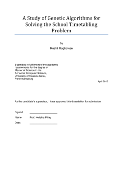 A Study of Genetic Algorithms for Solving the School Timetabling