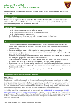 Juniors Policy - Laburnum Cricket Club