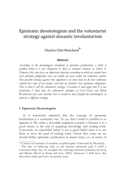 Epistemic deontologism and the voluntarist strategy