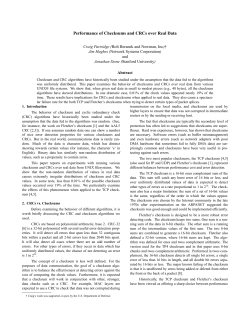 Performance of Checksums and CRCs over Real Data