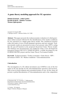A game theory modeling approach for 3G operators