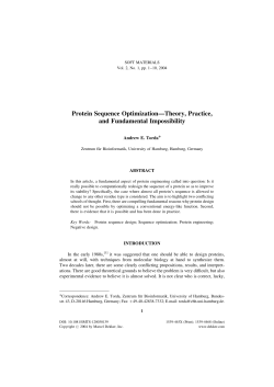 Protein Sequence Optimization&mdash;Theory, Practice, and Fundamental