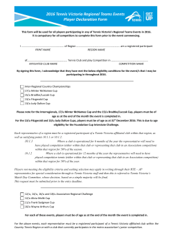 2016 Tennis Victoria Regional Teams Events Player Declaration Form