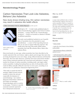 Carbon Nanotubes That Look Like Asbestos, Behave Like Asbestos