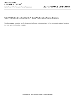 lender`s guide&reg; auto finance directory