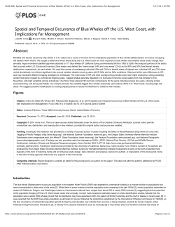 PLOS ONE: Spatial and Temporal Occurrence of Blue Whales off the