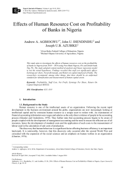 Effects of Human Resource Cost on Profitability of Banks in Nigeria