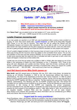 SAOPA update &ndash; 26th January, 2006