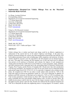 Implementing Marginal-Cost Vehicle Mileage Fees on the Maryland