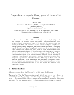 A quantitative ergodic theory proof of Szemer&eacute;di`s theorem