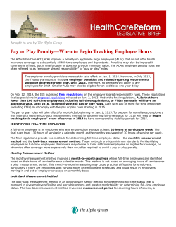 Pay or Play Penalty&mdash;When to Begin Tracking