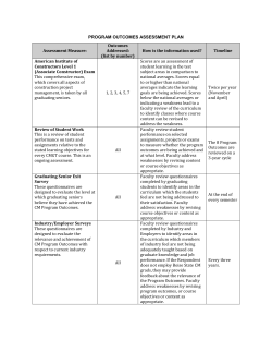PROGRAM OUTCOMES ASSESSMENT PLAN Assessment