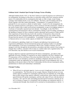 Goldman Sachs`s Standard Spot Foreign Exchange Terms of Dealing